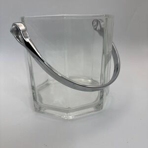 VTG Retro Luminarc Octime Octogon Crystal Ice Bucket Metal Handle France
